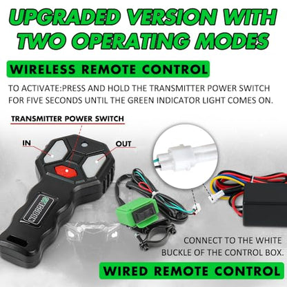 2500 lb. ATV/UTV Electric Winch, 12V Waterproof Synthetic Rope Winch,Electric Winch with Wired Remote and Wireless Remote for ATV UTV Towing,Boat,Off-Road - style: 2500LB Synthetic Rope