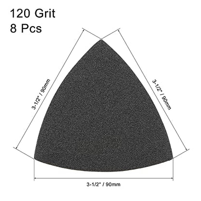 uxcell Triangular Sandpaper Hook and Loop Fit 3-1/2" 120 Grit 8pcs - size: 120 Grit