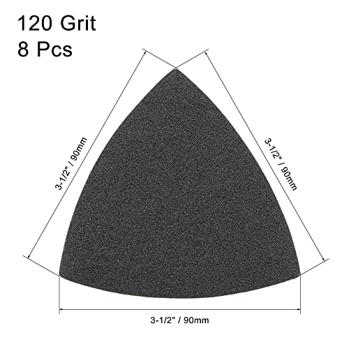 uxcell Triangular Sandpaper Hook and Loop Fit 3-1/2" 120 Grit 8pcs - size: 120 Grit