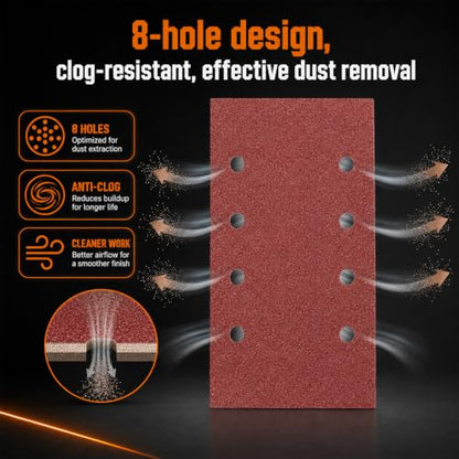 75 PCS 1/3 Sandpaper Sheets 80 Grit 8 Hole - color: GRIT 80