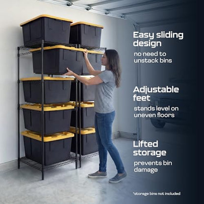 MonsterRAX 2-Pack 5-Tier NSF Bin Rack for 27-Gal Totes, Black - color: Black