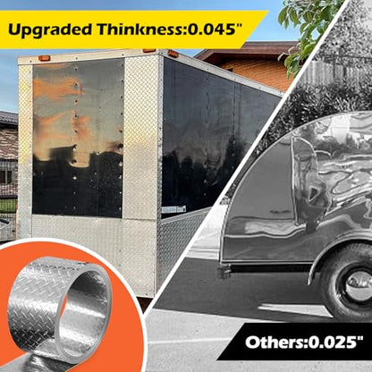 Diamond Plate Aluminum Sheet – 3003 H22, 17GA 0.045" Thick, Heavy-Duty Aluminum Sheet Metal 6" x 120", Rust-Resistant Metal Panel for Kitchen, Bathroom, Walk-in Refrigerators, Trailers & DIY Projects - size: 6" x 120"