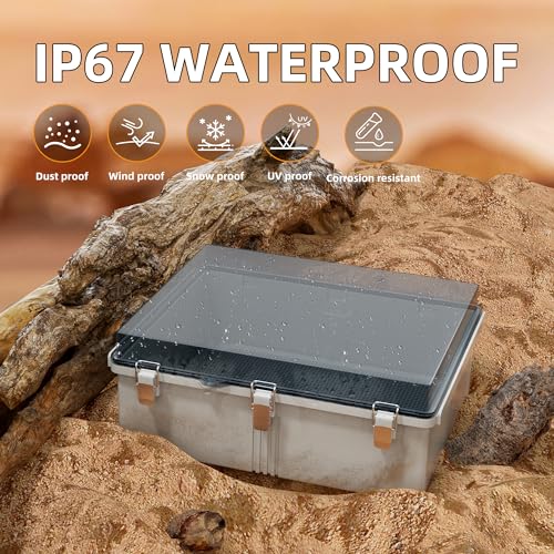 Joinfworld Outdoor Cable Enclosure 19.7x15.7x7.9 Waterproof Junction Box - size: 19.7"x15.7"x7.9" Clear