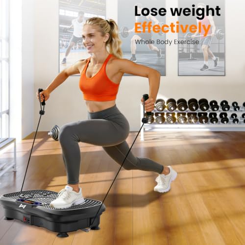 AXV Vibration Plate Exercise Machine Fitness Platform Body Vibrating Board - color: SLIM.DEEPBLACK