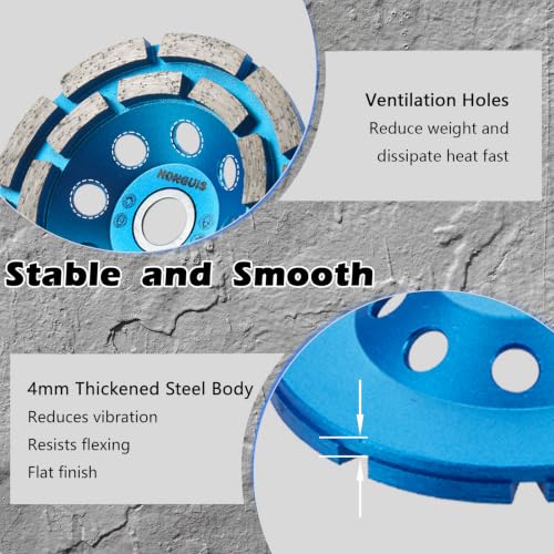 4 1/2 inch Concrete Grinding Wheel,7/8"-5/8" Arbor Diamond Cup Grinding Wheel Double Row for Granite Marble Concrete Masonry Stone(7/8"-5/8") - style: 4.5 Inch
