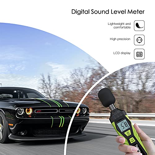 Decibel Meter, Tadeto Digital Sound Level Meter Portable SPL Meter 30dB to 130dB MAX Data Hold with LCD Display Backlight A/C Weighted for Home Factories - color: Green