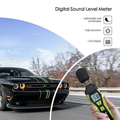 Decibel Meter, Tadeto Digital Sound Level Meter Portable SPL Meter 30dB to 130dB MAX Data Hold with LCD Display Backlight A/C Weighted for Home Factories - color: Green