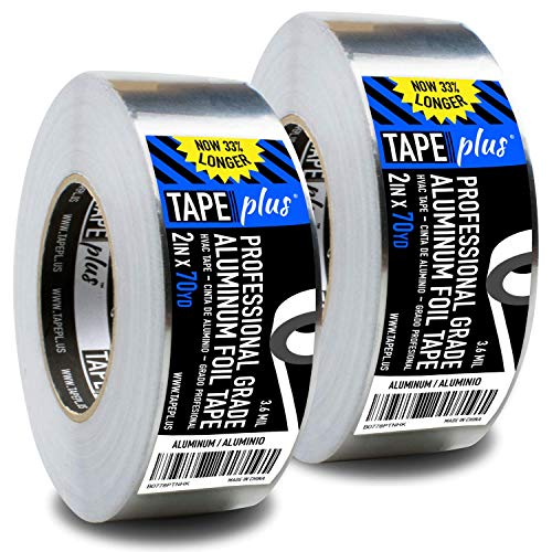 TapePlus Aluminum Foil Tape - Waterproof Insulation for HVAC Ducts - Heat Resistant Tape for Metal Repair - Duct Seal for Indoor & Outdoor Use - Pack of 2, 2 in x 210 ft, Silver - size: 2 Pack