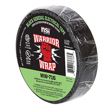 WarriorWrap General 3/4 in. x 60 ft. 7 mil Vinyl Electrical Tape, Black