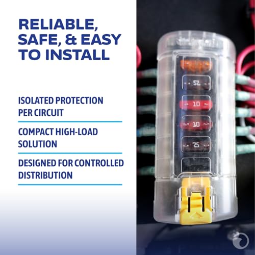 Blue Sea Systems ST Blade Fuse Block 6 Independent Circuits with Cover, 100 Amps, 5035 - color: With cover, style: 6 Circuit Independent