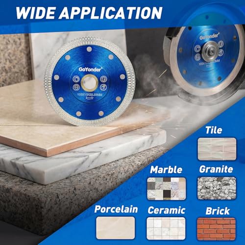 GoYonder 3 Pack 4 Inch Super Thin Diamond Saw Blade for Cutting Porcelain Tiles,Granite Marble Ceramics (4") - size: 4"-Blue-3 PCS