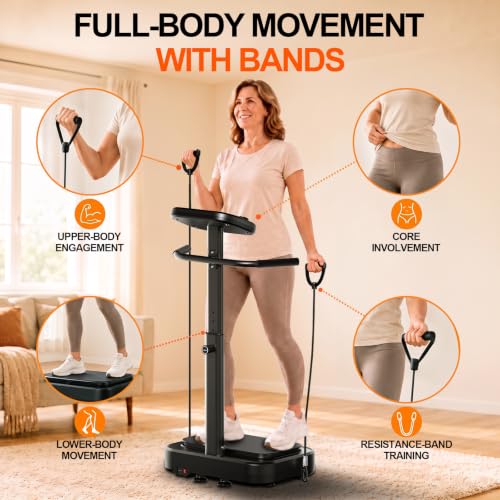 Vibration Plate with Handles for Lymphatic Drainage,Low-Impact Workouts - color: Black