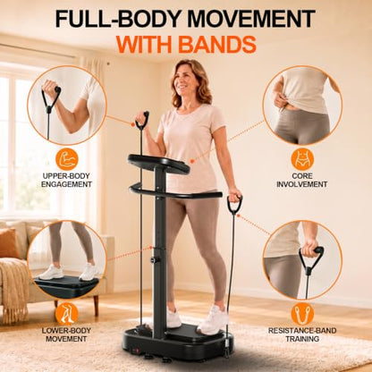 Vibration Plate with Handles for Lymphatic Drainage,Low-Impact Workouts - color: Black
