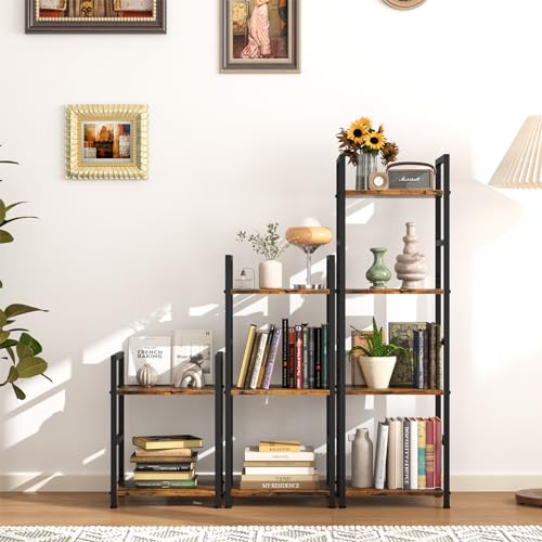 Small Bookshelf for Small Space, 2 Tier Industrial Bookcase,Narrow Book Case Storage Organizer Book Shelf for Living Room, Bedroom and Office, Easy Assembly(2 Tier,Rustic Brown) - size: 2 Tier