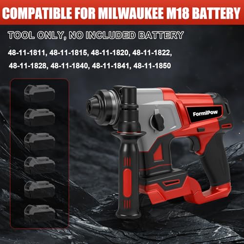 SDS Plus Rotary Hammer for Milwaukee M18 Battery (No Battery) - color: Red