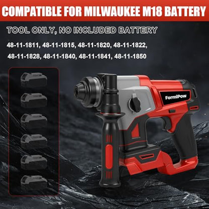 SDS Plus Rotary Hammer for Milwaukee M18 Battery (No Battery) - color: Red