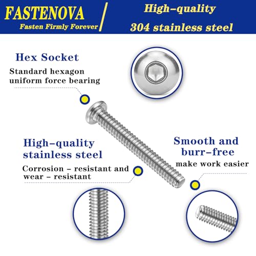 440Pcs M4 Screws Assortment Kit, M4 Screws (9 Sizes 6-40mm) for 3D Printer DIY, Hex Button Head Cap Screw Bolts Nuts Washer Kit, 304 Stainless Steel, 6/8/12/16/20/25/30/35/40mm - size: M4x6/8/12/16/20/25/30/35/40mm, style: Button Head