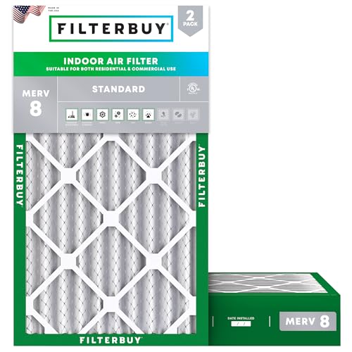 Filterbuy 9.75x23.75x4 Air Filter MERV 8 Dust & Allergy Defense (2-Pack) - size: 9.75x23.75x4