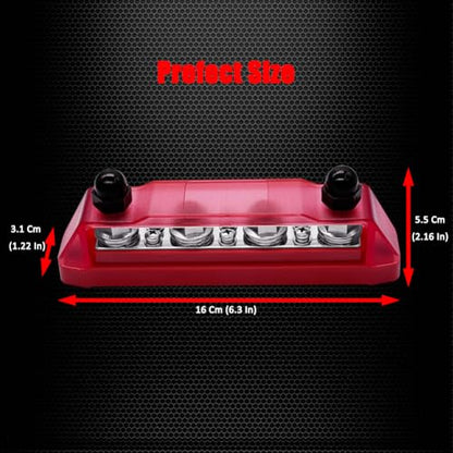 Ampper 4 x M10 Post Power Distribution Block BusBar 6 M4 Screws, 6.3" Red - color: Red, size: 4M10+6M4