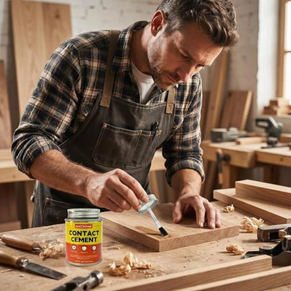 Contact Cement Adhesive 4.5 Oz, Professional Neoprene Contact Adhesive, Strong Bonding for Woodworking, Leather, Repairs and Crafts, Heat-Resistant, Quick-Drying