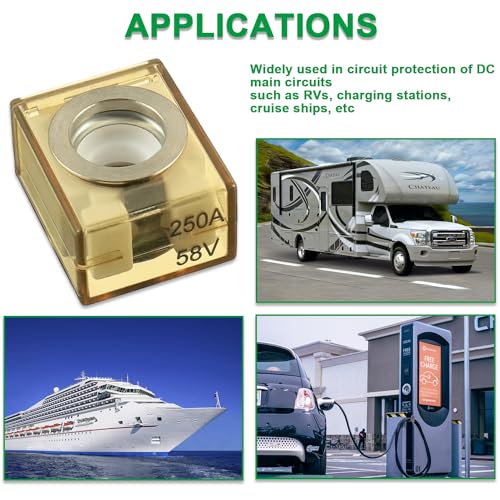 Terminal Fuse 250A Marine Rated Battery Fuse 58V DC Max IP66 Waterproof MRBF - style: 250A