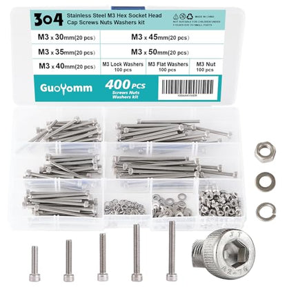 M3 Hex Socket Head Cap Screws Bolts Washers Nuts Assortment Kit - size: Socket M3x30/35/40/45/50 mm