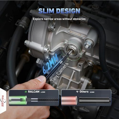 Ralcam 360° Articulating Borescope, 6.2mm/0.24in Slim Probe - size: 3.3FT Flexible Cable