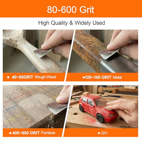 KENDO 65pcs Wet & Dry Sandpaper w/Sanding Block, 40 to 600 Grit - style: WDS-65PC