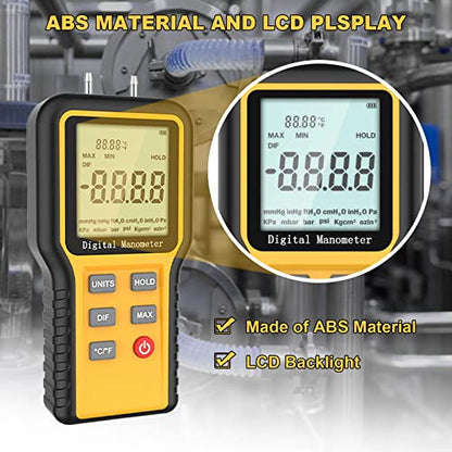 CFM Anemometer AP-856A Air Flow Meter with PC Connect to Download Data and HVAC Manometer Gas Pressure Meter AP-QX-1201 (2Packs)