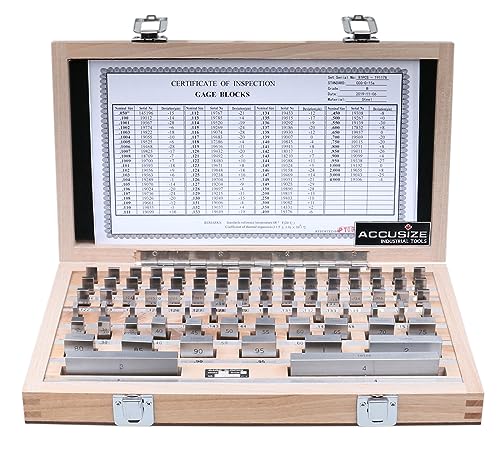 Accusize Industrial Tools Precision 81-Piece Steel Gauge Block Set, Grade B Accuracy, Corrosion-Resistant, P900-S581 - style: Grade B