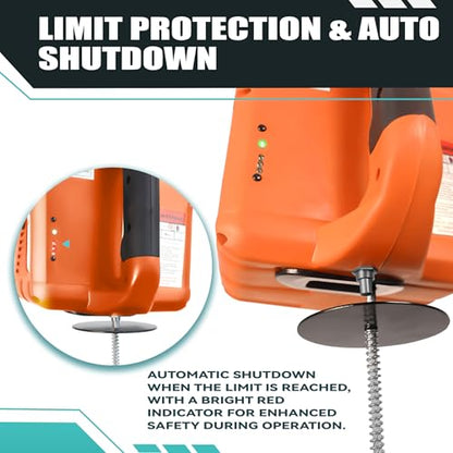 3-in-1 1500W Electric Hoist Winch, 120V Portable Electric Hoist with Remote (Manual/Cable/Wireless), 1500 lbs Capacity, 16 ft/min Speed, 25ft Height – for Garage, Warehouse (Orange) - size: 1500LBS