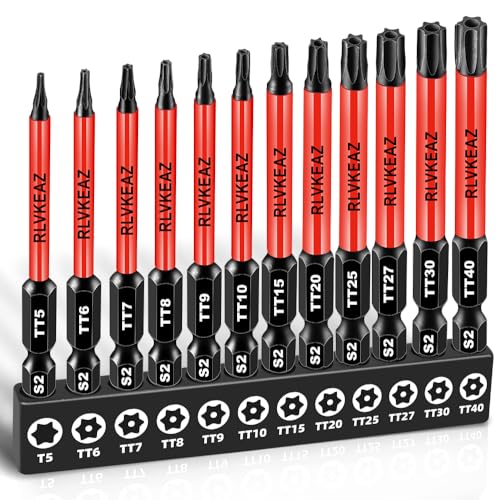 12-Piece Security Torx Bit Set, 3-Inch, Impact Magnetic T5-T40 Bits - style: 12-PCS Impact Security Torx Bit Set (T5-T40), 3-Inch Long S2 Steel Tamper-Proof Star Bits Set