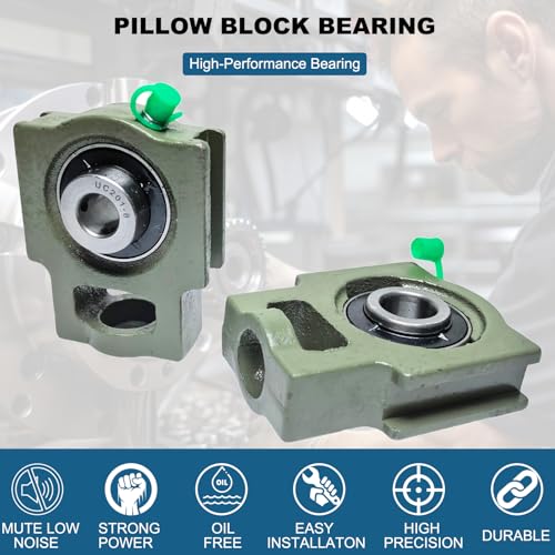 2 Pack UCT201-8 Bore 1/2" Take-Up Block Bearings Unit, Insert Bearing, Solid Cast Iron Base and Self Aligning Chrome Steel Mounted Ball Bearings (UCT201) - style: UCT201-8