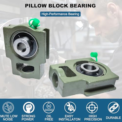 2 Pack UCT201-8 Bore 1/2" Take-Up Block Bearings Unit, Insert Bearing, Solid Cast Iron Base and Self Aligning Chrome Steel Mounted Ball Bearings (UCT201) - style: UCT201-8