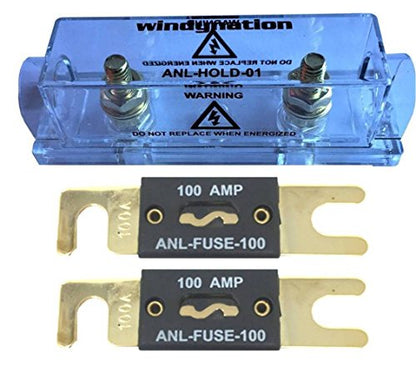 WindyNation ANL Fuse Holder + Fuse (2pcs 100A) - size: 2pcs 100A Fuse
