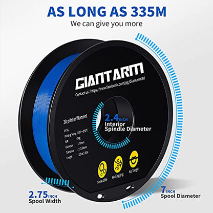 GIANTARM PETG Filament 1.75mm 1kg (2.2lb), Blue Filament PETG for 3D Printer, ±0.02mm Accuracy, High Precision, Strong Toughness, Neatly Wound & Moistureproof, Non-Clogging&Non-Stringing, Blue - color: Blue
