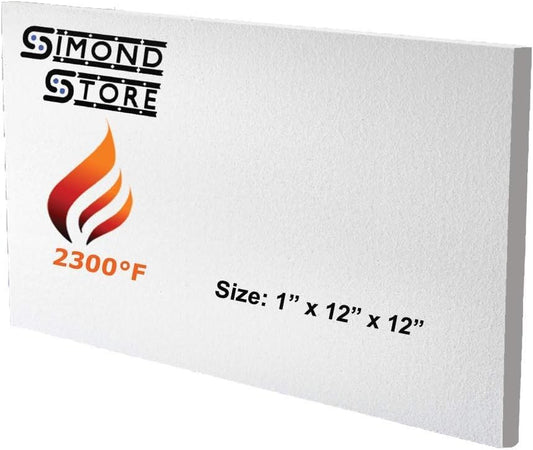 Ceramic Fiber Board - 1" Thick x 12" x 12", 2300F Rated Fireproof Board - size: 1" x 12" x 12" / 1 Piece