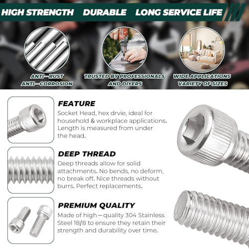3/8-16 x 5/8" Socket Head Cap Screws (20 pcs), 304 Stainless Steel 18/8, Allen Hex Drive, Home Entertainment Furniture Screws, Fayeploo (with Hex Spanner) - size: 3/8-16 x 5/8"
