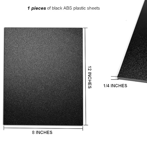 1 Pcs Black ABS Plastic Sheet 8" x 12" x 1/4" Thick (6mm),Thin Rigid Sheet ABS Plastic Board for Sign,Craft,DIY Display Project - size: 8" x 12" x 1/4"Thick