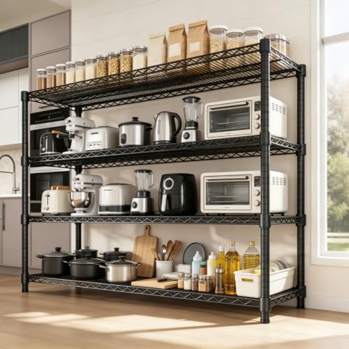 Garvee 4-Tier Wire Shelving 2560LBS Heavy Duty Storage Shelves Garage Rack - size: 47.2"W x 63"H x 17.7"D