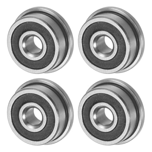 M METERXITY 4-Pack F623-2RS Flanged Ball Bearing, 3 x 10 x 4mm Double Rubber Shielded Chrome Steel (GCr15) Flange Rip Bearings for Wheelbarrow/Printer/Fax Machines/Power Tools - size: 3mm x 10mm x 4mm