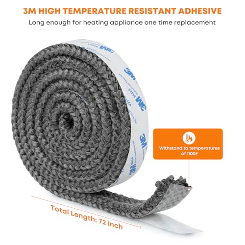 Stanbroil Stove Gasket Tape, 1" Width, 3/8" Thick, 72" Length - size: 1" Wide - 3/8" Thick