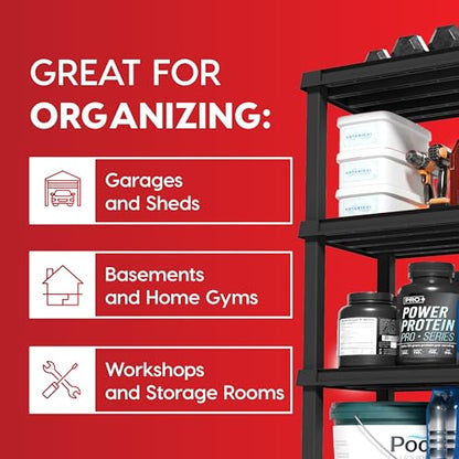 IRIS USA Plastic Storage Shelves |Made in USA| 38"H x 36"W x 18"D - Black - size: 3 Tier | 18"D x 36"W x 38"H
