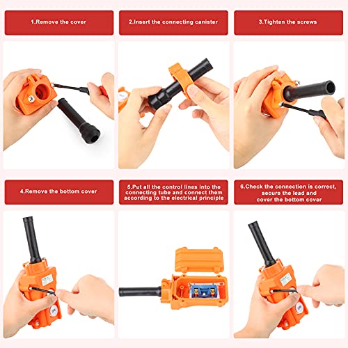 2Pcs Rainproof Crane Push Button Switch, COB61-UP-DOWN Crane Pendant Control Station Push Button Switch with Rubber Cable Barrel - size: 2