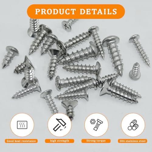 435Pcs 304 Stainless Steel Self Tapping Screws Assortment Set, M3/M4/M5/M6 Flat Head & Round Head Self Tapping Screws Assortment Set, Phillips Drive Wood Screw Assortment Kit - size: M3/4/5/6-435Pcs