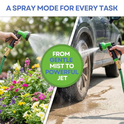 J&B XpandaHose 50ft Expandable Garden Hose, Lightweight, Brass Connectors - color: Green/Black, size: 50ft