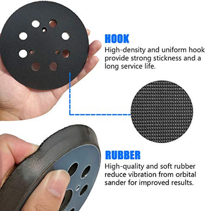 5 inch 8 Hole Hook and Loop Replacement Sander Pad for DeWalt DW420, DW421, Dw423, DW426, D26451, D26453 Orbital Sander - size: 5 inches