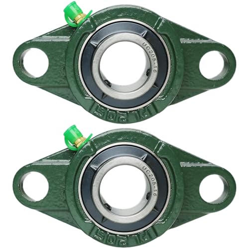 2 Pack UCFL205-16 Pillow Block Bearing, Flange Mount Ball Bearing Unit, 1" Bore, 2-Bolt Flange, Self Aligning Cast Iron Housing, Set Screw Locking Style Flange Pillow Block Bearing (UCFL205) - style: UCFL205-16
