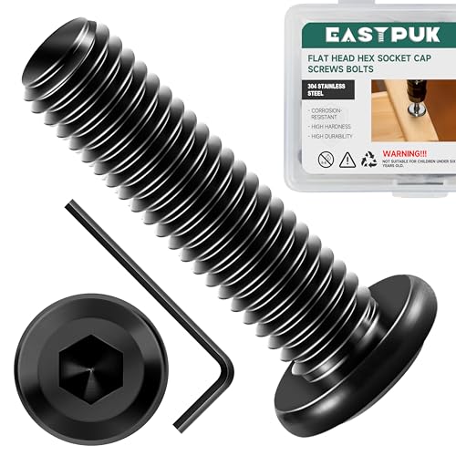20Pcs M5-0.8 x 20mm Flat Head Socket Cap Screws Bolts 304 Stainless Steel Black Zinc Plated Furniture Bolts, Fully Threaded M5 Bolt with Hex Spanner - size: M5 x 20mm
