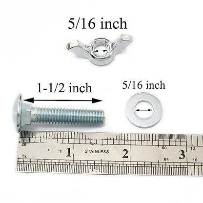 10pcs Carriage Bolts Wing Nuts Wing Screw 5/16-18x1-1/2" with Washers Lightweight and Portable for Fasteners - size: 5/16-18x1-1/2Inch